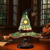 Lampa w kształcie Kapelusza Czarownicy na Halloween Żywiczny Ozdoba Lampka na USB Dekoracja, Świąteczna Lampa Stołowa
