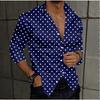 Camisas de Manga Larga con Estampado de Lunares para Hombre Cárdigan Casual Botón Nuevo Moda Festiva Camisas
