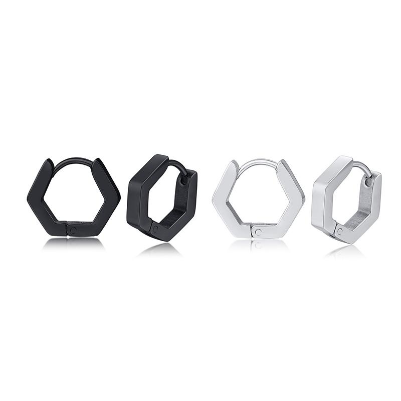 1 Pair/4 Pairs Triangle Hexagon Earrings for Men Women Geometry Hex Huggie Stainless Steel Modern Unique Earring Unisex Jewelry