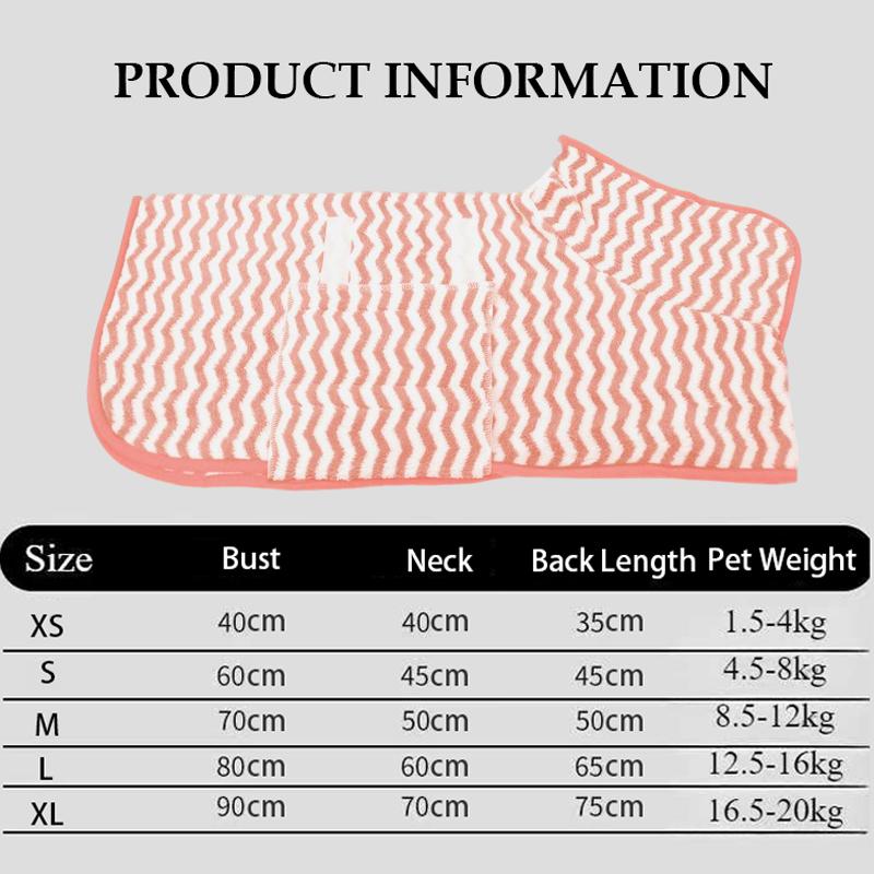 

Pet Dog Quick Drying Absorbent Bathrobe Towel Ultra-fine Fiber Absorbent Clothes Dog Bath Towel Large Dogs Clean Pet Supplies XS