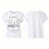 Paris City Print Short Sleeve Tshirt White Inner Collar Design Casual Street Tee Available In Black White For Daily Wear