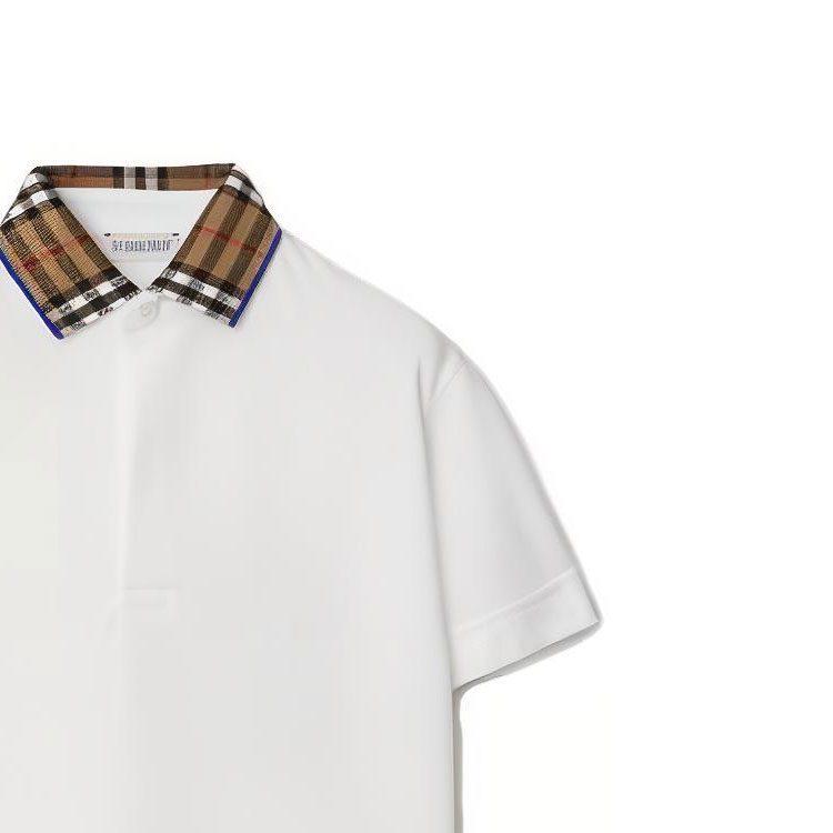 Burberry T Shirt Kids' Apparel Check Collar Cotton Polo Shirt White Kids' 80731601