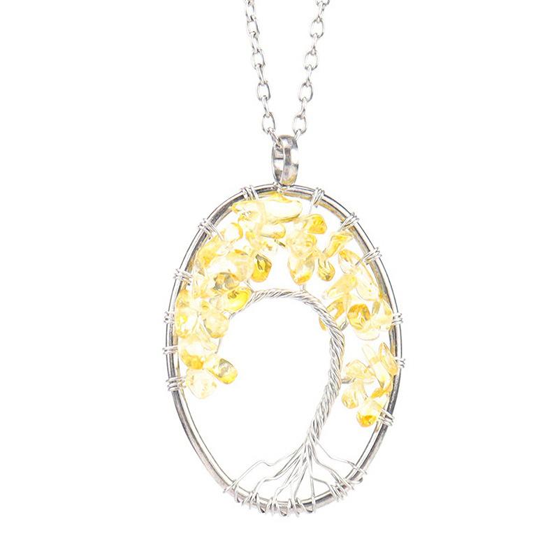 

Hand Wound Natural Gravel Crystal Curved Curved Tree Of Life Necklace Fortune Tree Necklace Women S Necklace N22 цитриновый