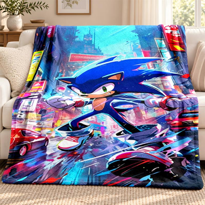 Sonic blanket Flannel Blanket Soft Cozy Plush Throw for Sofa Bed Lightweight Home Decoration Outdoor camping