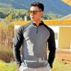 "Men's Warm German Velvet Long-Sleeve Sports Top with Half-Zip"