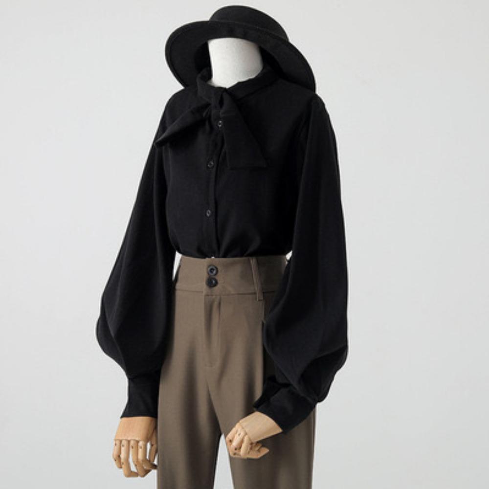 Žena Halenky jaro podzimní styl košile dáma s dlouhým rukávem stojáček límeček volné blůzy