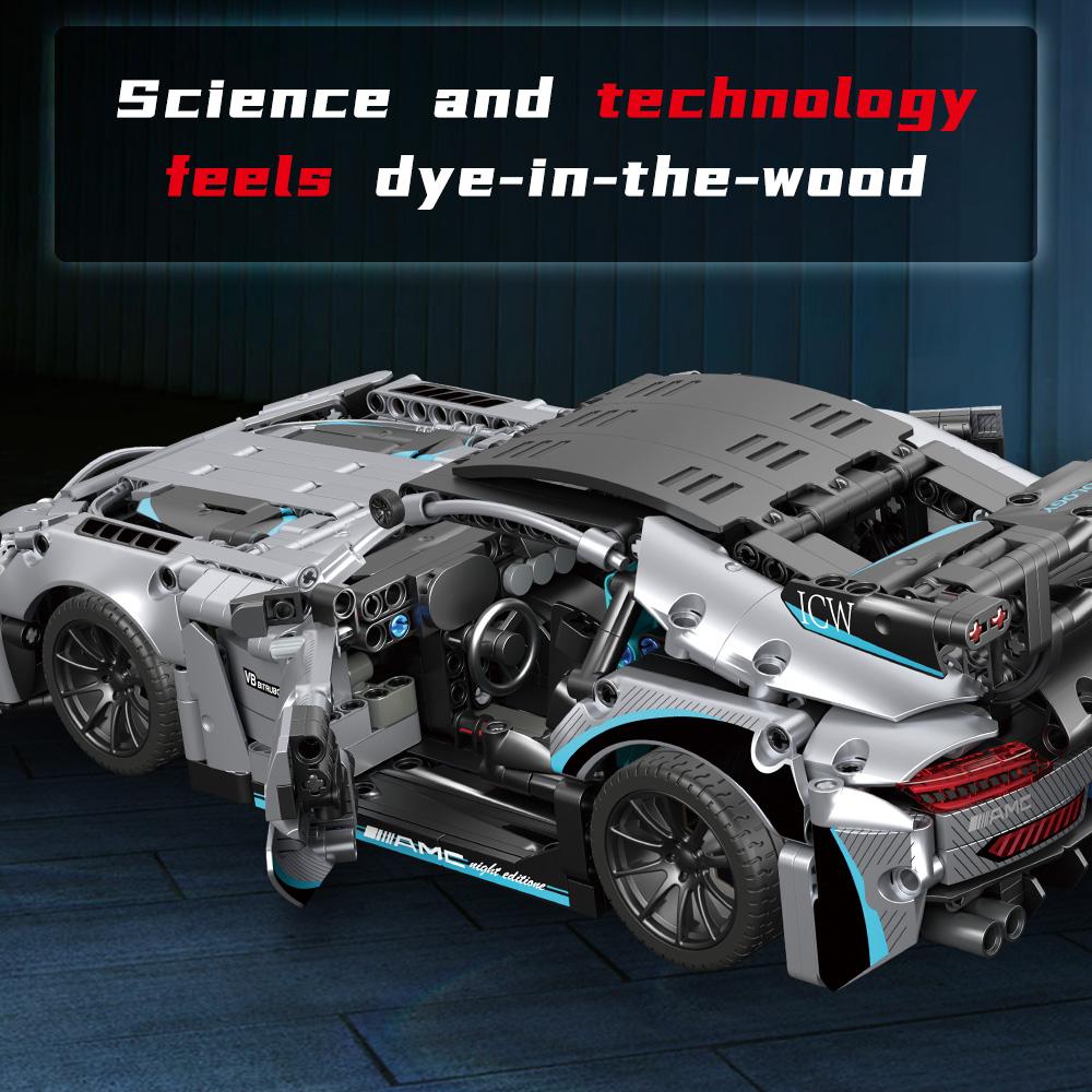 Set de blocuri de construcție pentru mașini sport la scară, kit de modele de 1309 piese pentru vârste peste 12 ani și adulți, jucării super mașini pentru băieți