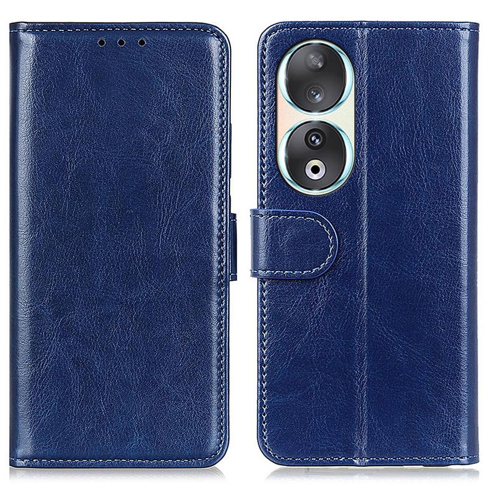 

Cell Phone Case for Honor 90,TPU+PU Leather Stand Crazy Horse Texture Wallet Cover Blue