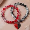 10MM Neuer Stil Blumengemustertes Perlen-Magnet-Herz-Paararmband