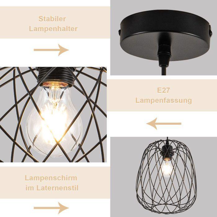 NETTLIFE Suspension - Suspension ronde - E27 - Métal noir - Ø25 cm