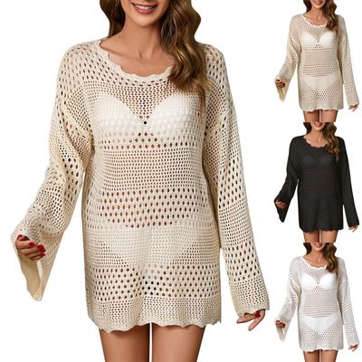 Women's Cover Up Edge Hollow Beach Cover Up Loose Dress
