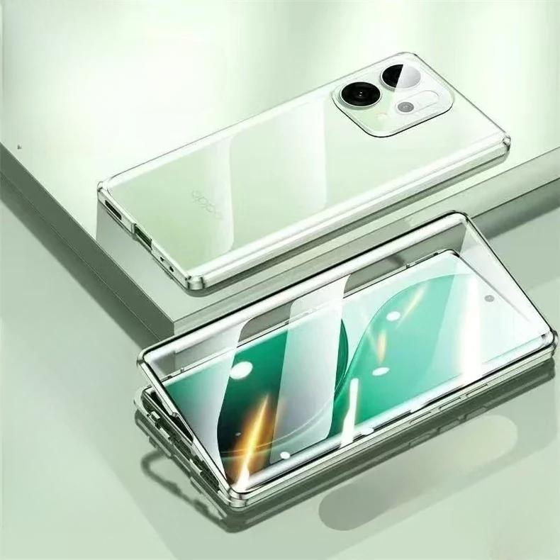 Metal Frame 360 Full Protection Case For Oppo Reno 14 Pro 5G Reno14 14Pro Magnetic Adsorption Double-Sided Tempered Glass Cover