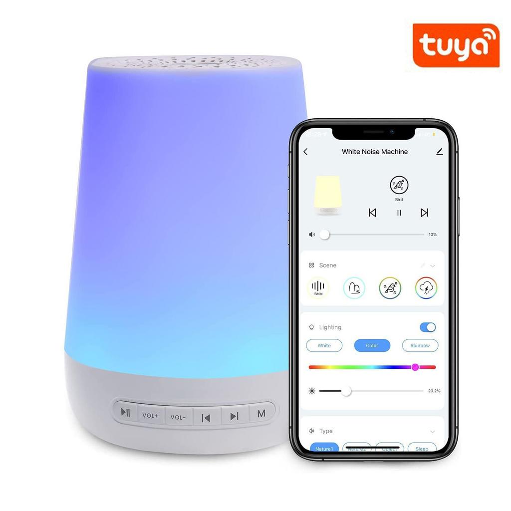 White Noise Sound Machine Baby Sleep Sound Machine Colorful Night Lights 28 Soothing Sounds Night Light New Year Christmas Gift