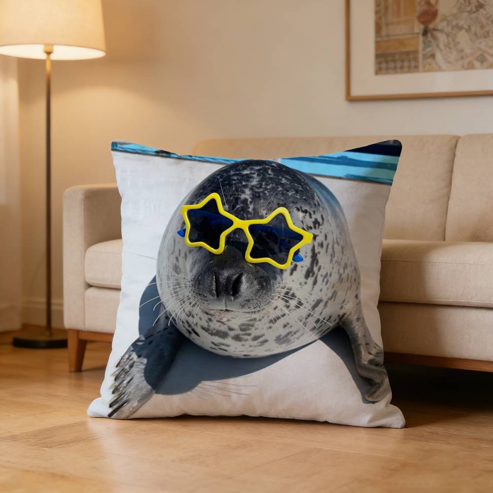 Dichtungsmeer Süß Lustig Kissenbezug Muster Gedruckt Kissenbezug Für Wohnzimmer Sofa Kissenbezug