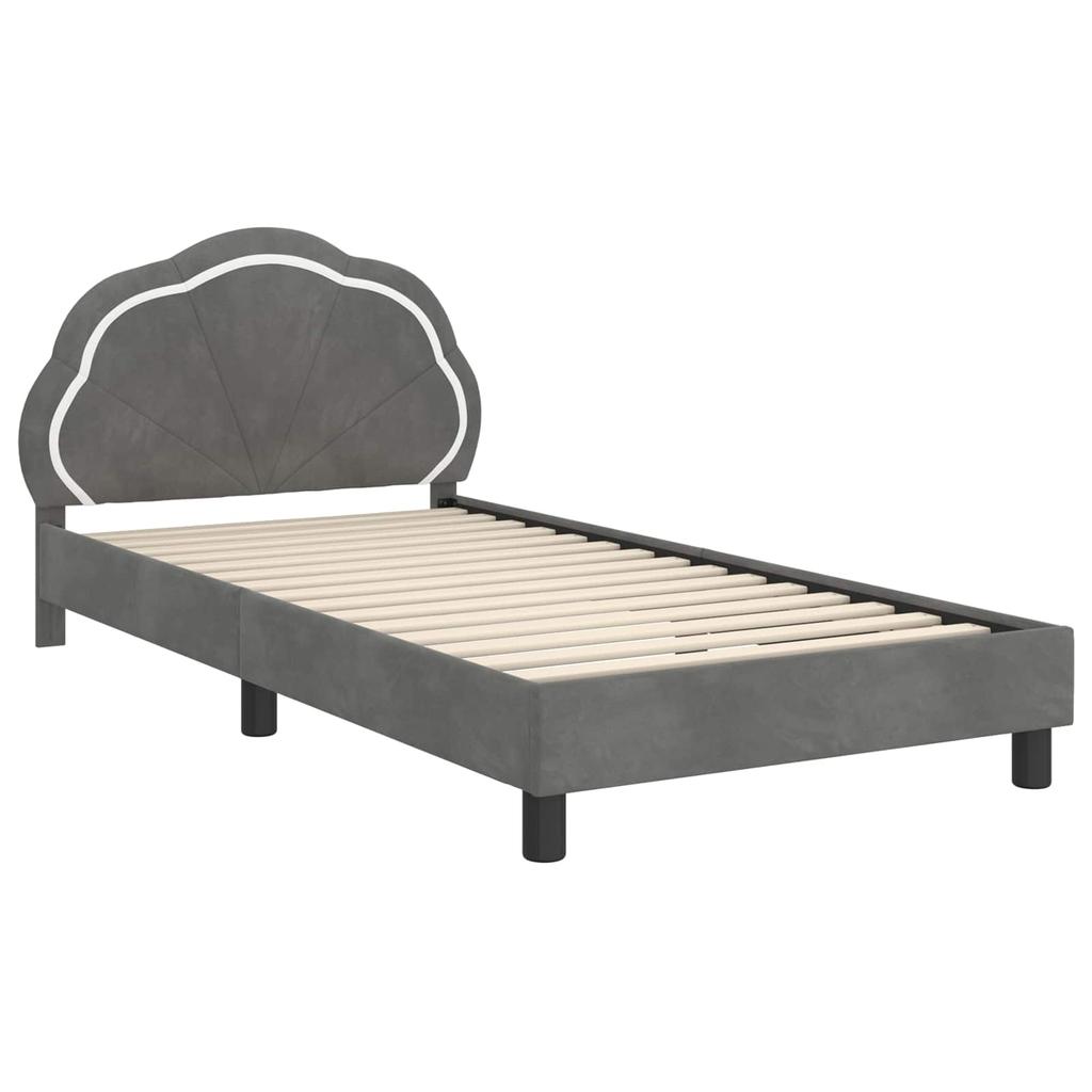 Kids Bed Frame with Headboard Dark Grey 90 x 200 cm Velvet