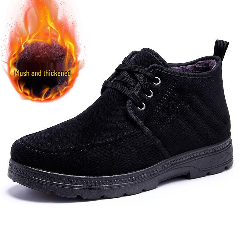 

Winter Style Men s Lace-Up Non-Slip Plush Lined Boots - Warm Cotton Footwear for Dad Size 42