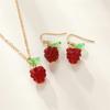 Raspberry Pendant Alloy Jewelry Set Stylish Fruit Shaped Necklace and Earrings for Ladies Unique Daily Wear Accessories