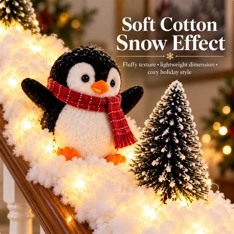 Penguin Christmas Stair Snow Decor Set Festive Holiday Home Decoration
