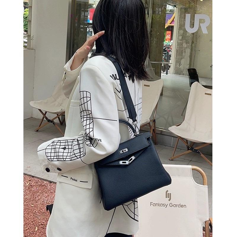 First layer cowhide high quality lychee pattern women's bag shoulder crossbody handbag
