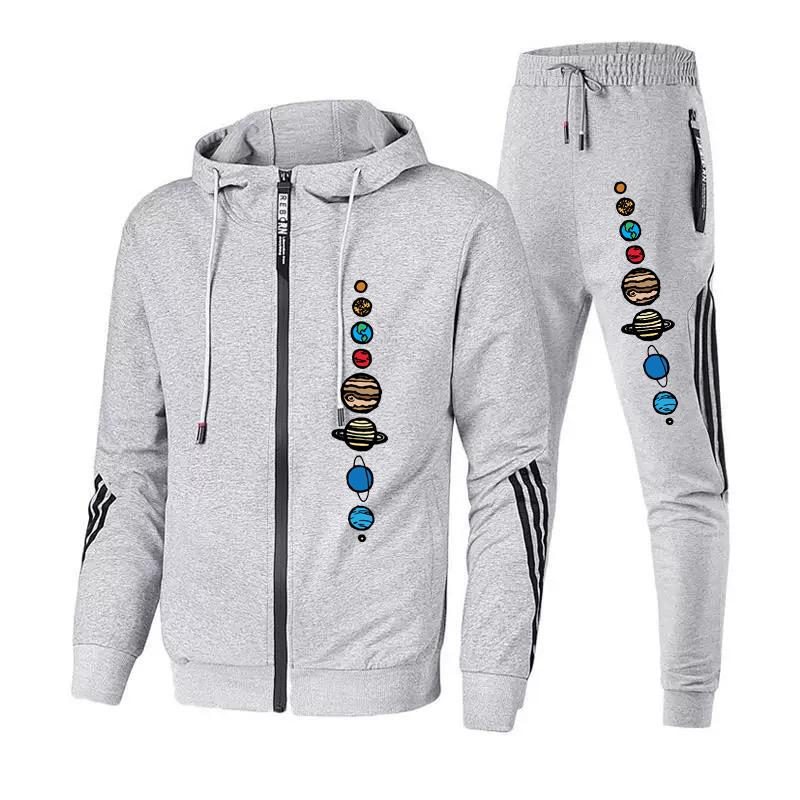 

Куртка с принтом «Вселенная солнечной системы» и спортивные штаны, комплект из 2 предметов, женский спортивный костюм на молнии S