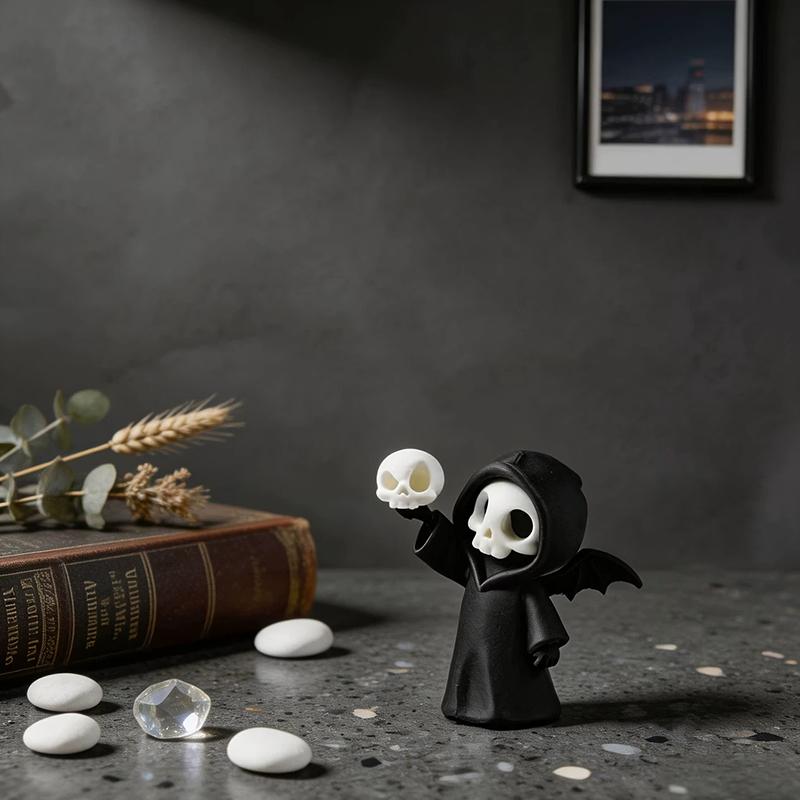 1Pc Halloween Display Desktop Ornaments PLA Fantasy 3D Printed Dark Grim Reaper Creative Holiday Decorations Skull Sculptures