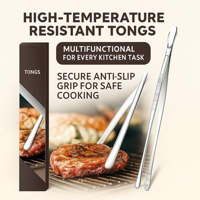 Stainless Steel Food Tongs Kitchen BBQ Clip, Multifunctional Cooking Utensils, High-Temperature Resistant Anti-Slip