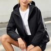 Leichte Kapuzenjacke für Damen, lässige lockere Passform, Outdoor-Windjacke, schlichtes Design, Pendler-Oberbekleidung, einfarbiger Stil, Frühling Herbst