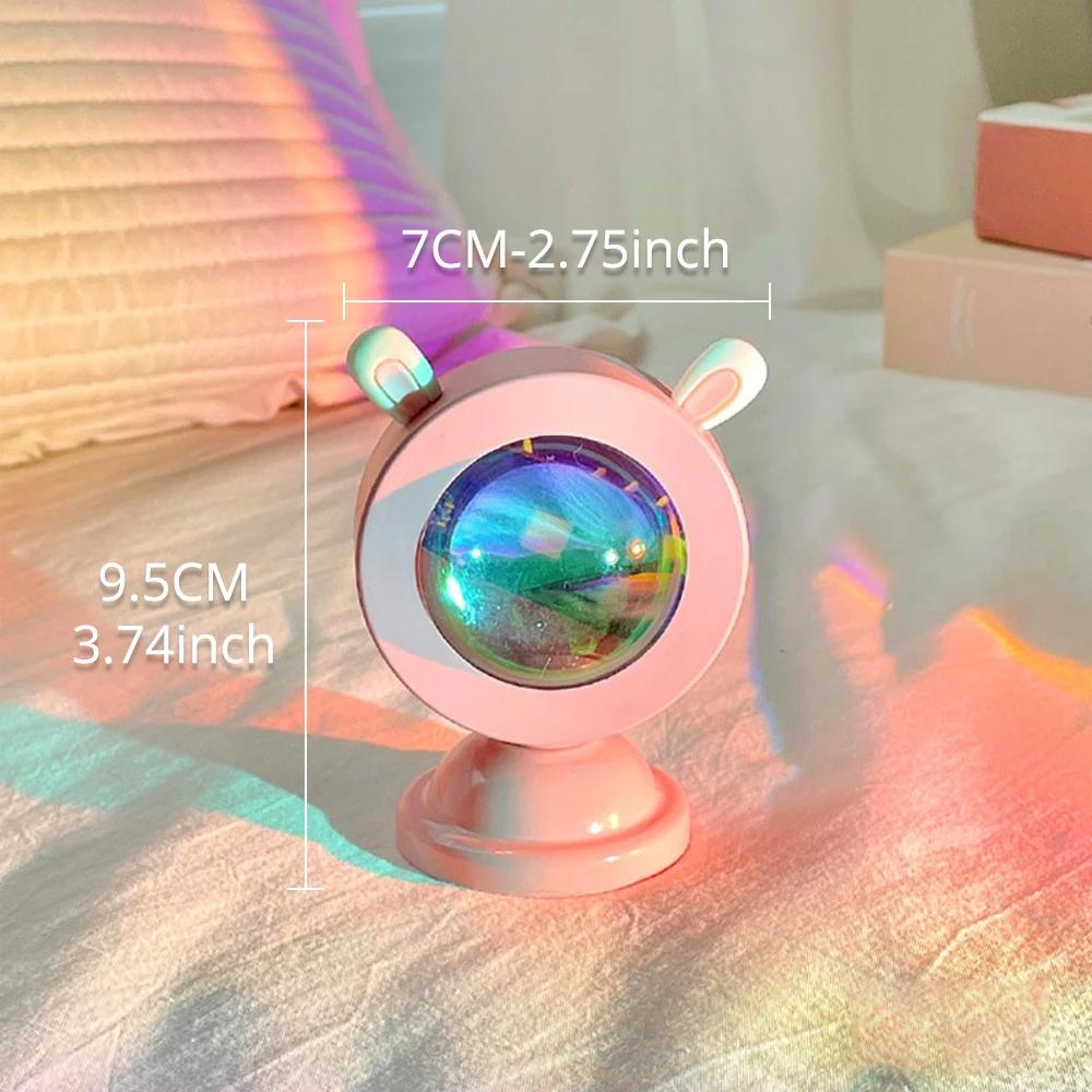 Tiktok Atmosphere Sunset Projection Lamp Rainbow Cat Ear Night Light Sunset Light Bedroom Room Background Wall Table Lamp