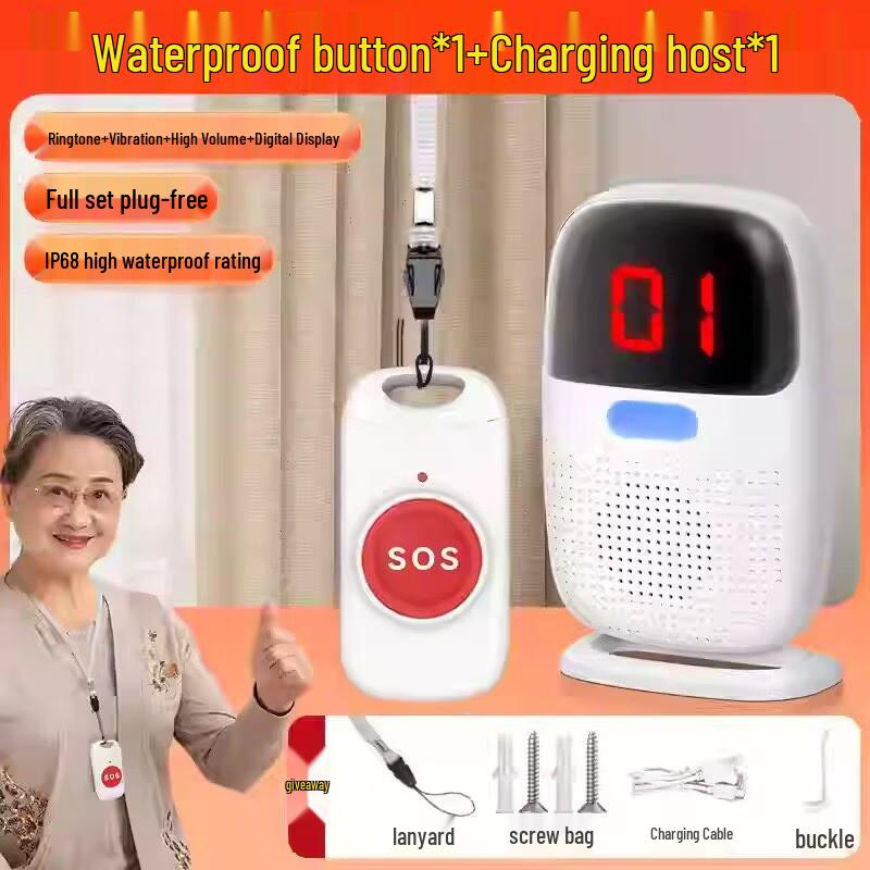 Elderly Pager Wireless Vibrating Doorbell Emergency Call Button