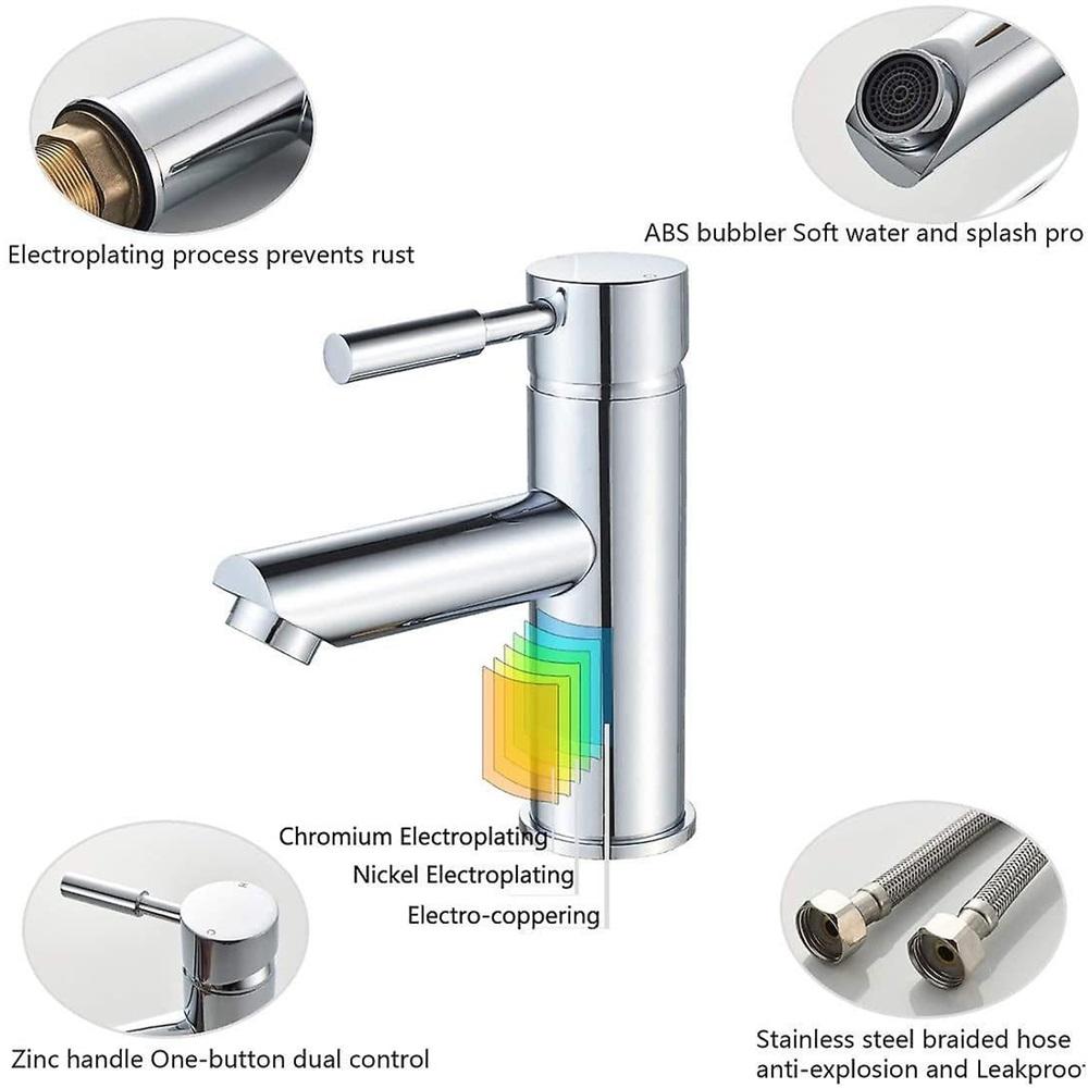 Waschbeckenarmatur, Badezimmer Waschbecken Mischbatterie Einhebel Messing Kalt- und Warmwasserhahn