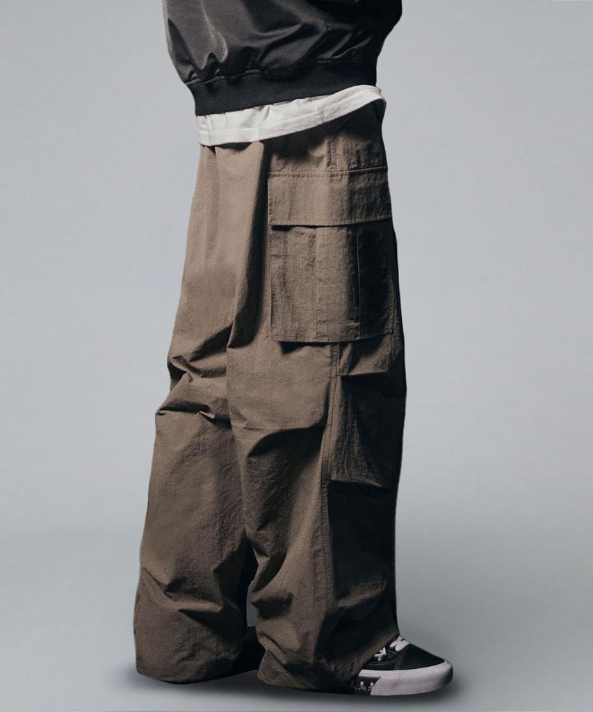 NOT4NERD Parachute Nylon Cargo Pants - Light Khaki