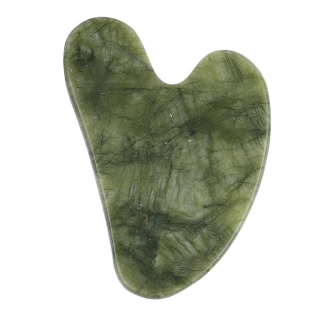 Heart-Shaped Xiuyan Jade Guasha Board for Face and Body Massage