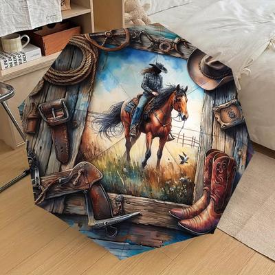 1PC Cowboy Hat Umbrella-8-Rib Reinforced Portable Folding Travel Suitable for All Seasons Outdoor Daily Use-H0358