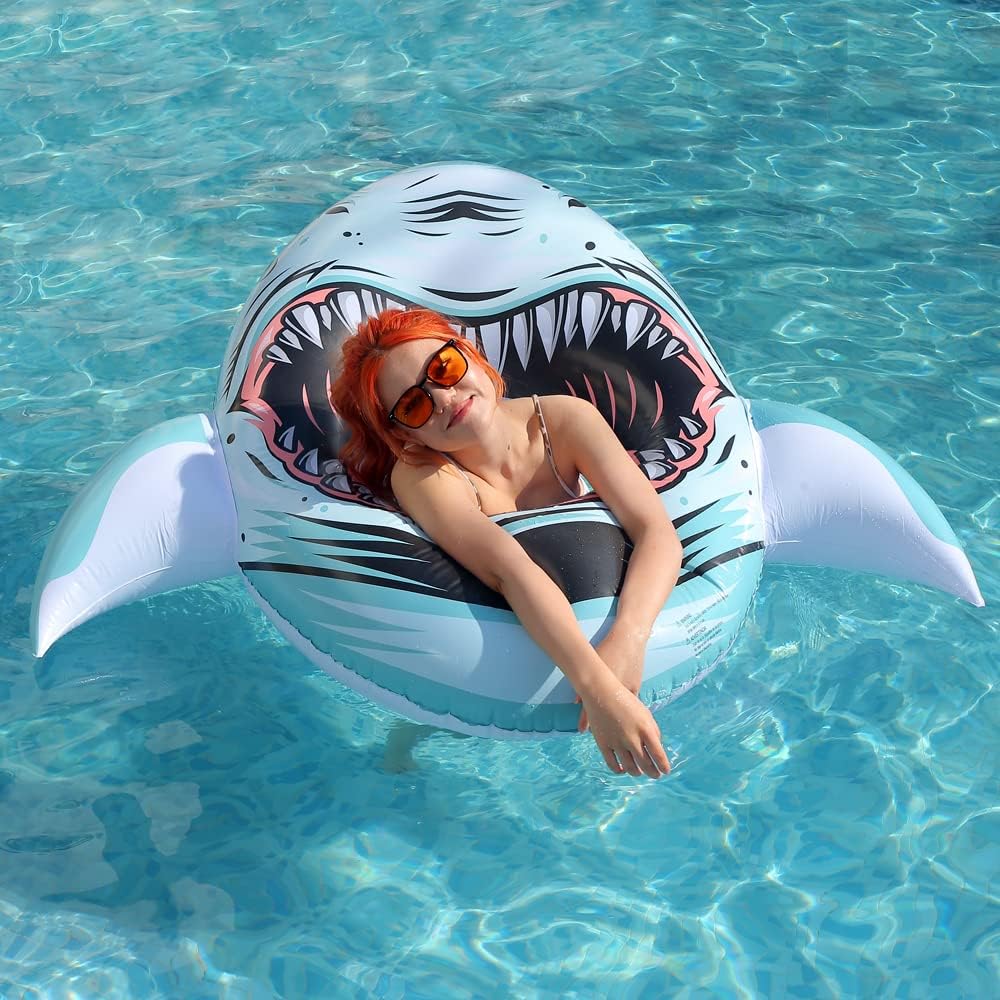 Inflatable Shark Float, Pool Party Lounge Toy for Kids and Adults, Giant Inflatable Swimming Ring, Swimming Pool, Summer Water Fun, Shark Floats