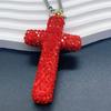 Elegante Crucifijo de Arcilla Colgante con Acento de Cristal para Espejo Retrovisor de Coche Accesorios Colgantes para el Interior del Coche