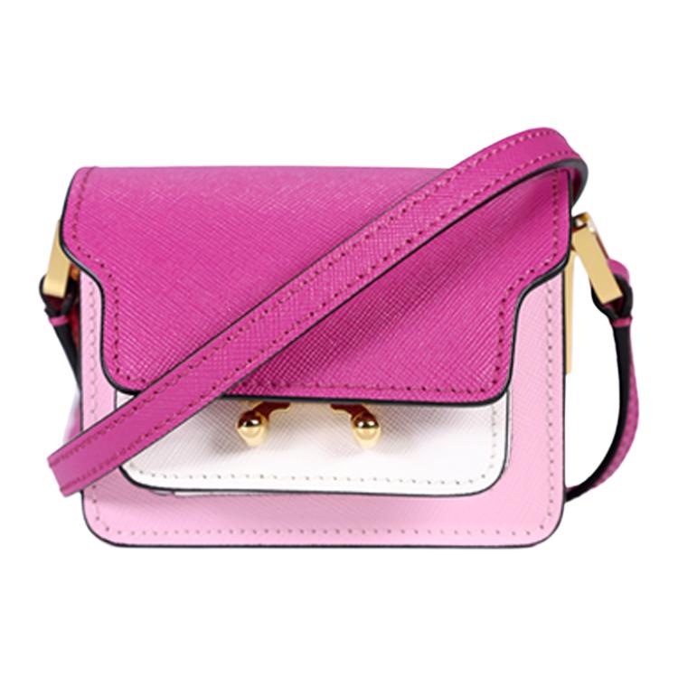 

Marni Trunk Fashion Versatile Bag Flap Mini Shoulder Crossbody Bag Women Bags Pink White SBMP0079U5-LV520-Z504N Basic Set (Bag+Dust Bag)