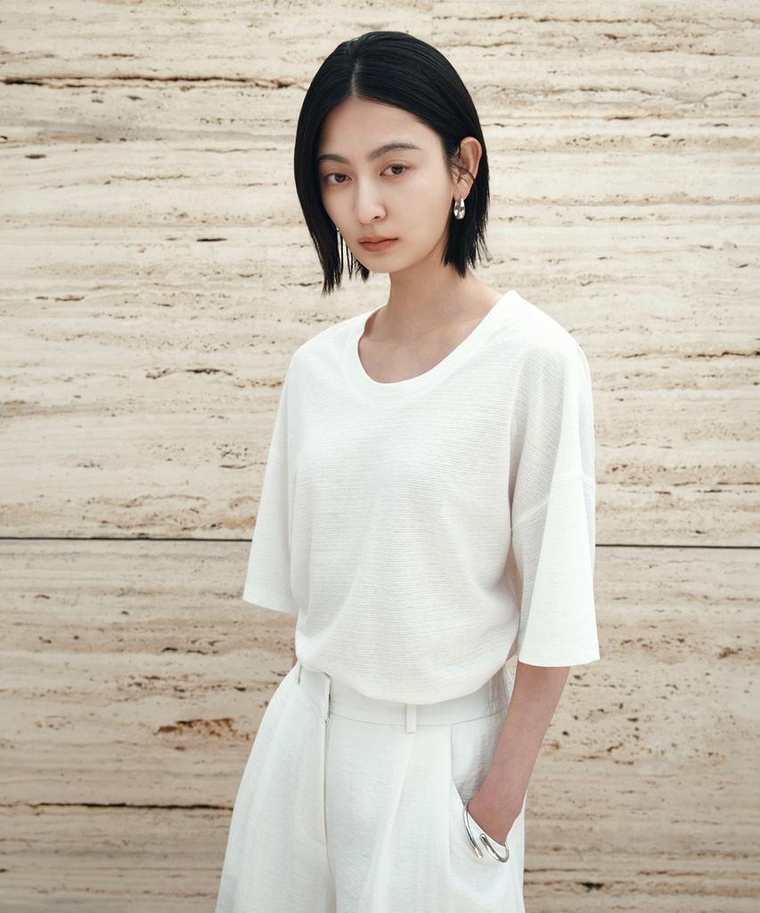 Siyajyu Sitp5302 U-Neck St Short Sleeve T-Shirt_White