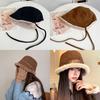 Winter Faux Suede Bucket Hat With Ear Flap For Women Warm Fashion Accessory