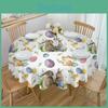 Egg Spring Easter Rabbit Round Table Cloth Festival Dining Waterproof Tablecloth Table Cover For Wedding Party Decor