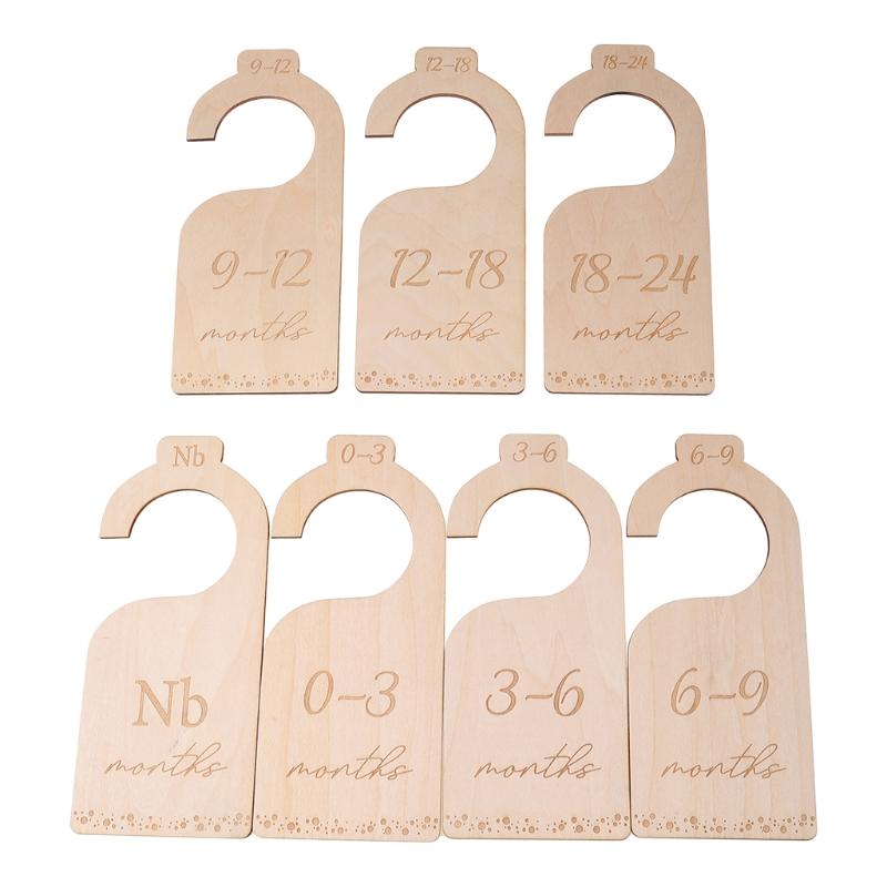 

7 Pcs Infants Wardrobe Closet Wooden Organizers from Newborn to 24 Months Organizer Basswood Baby Closet Size Dividers 1
