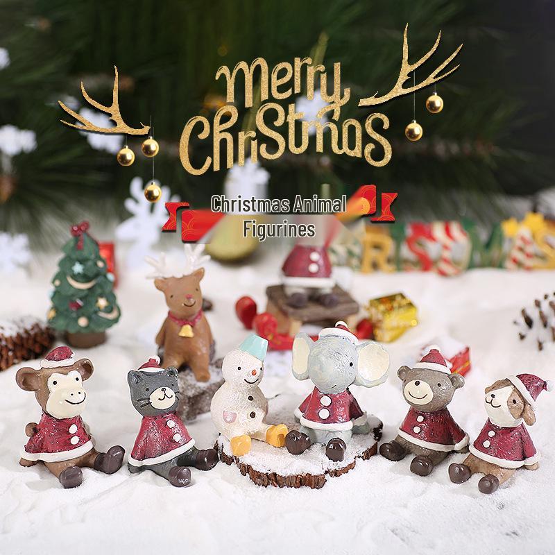 ZAKKA Świąteczne Miniaturki Zwierząt z Żywicy do Dekoracji Biurka