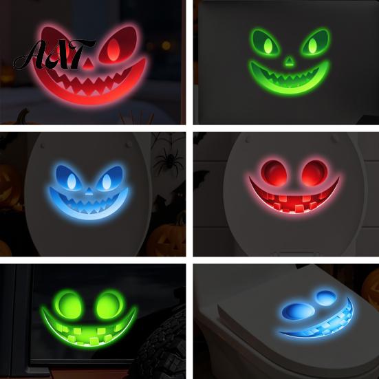 Decorative Stickers for Toilets Glow In The Dark Sticker, Self-adhesive Ghost Face Shape Decals, Horror Halloween Party Decor Waterproof PVC Stickers,