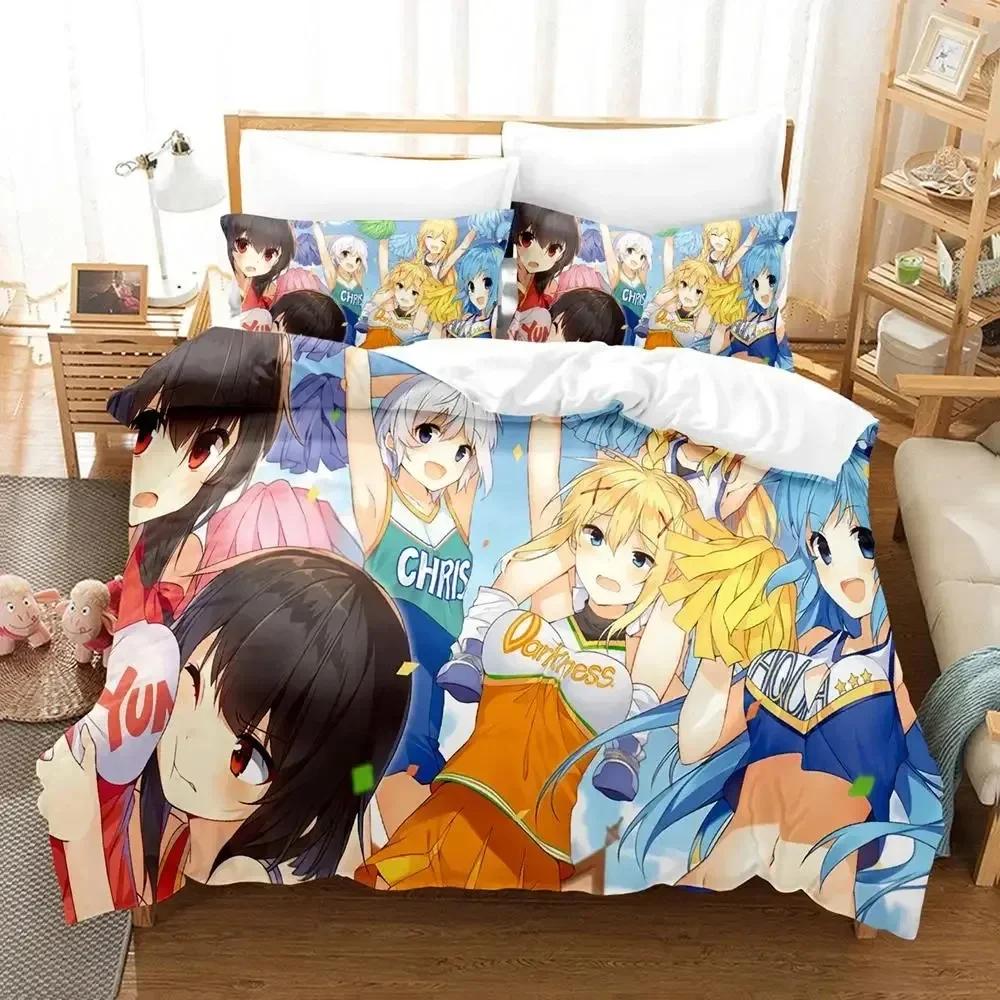 Comforter Anime Konosuba Bedding Set Printed Bed Set With Bed Soft Single Double Queen Super King Size Kids Adult