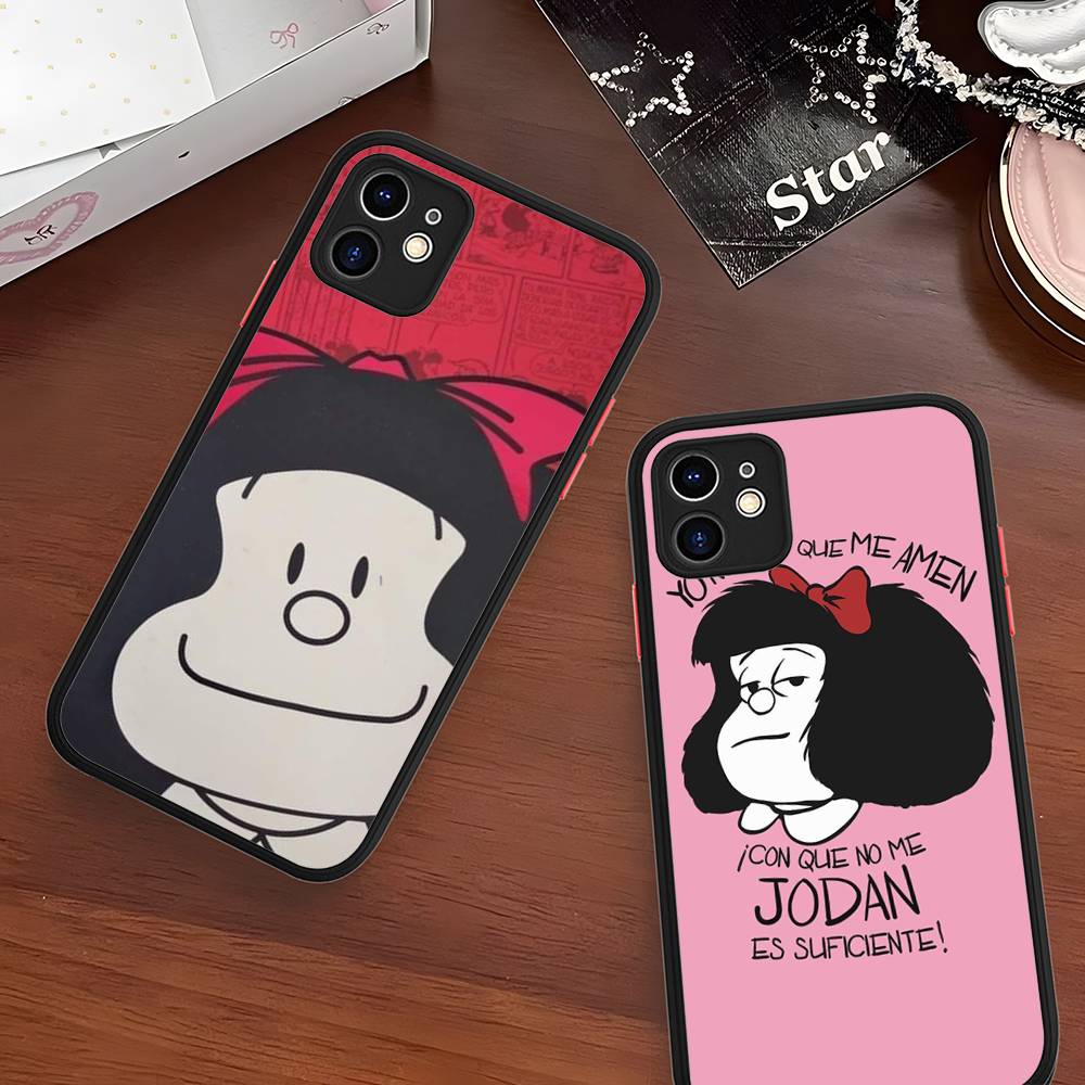Popular Cartoon M-Mafalda Phone Cases For IPhone 16 15 14 Plus 13 12 11 Pro Max Matte Oft Bumper Phone Cover