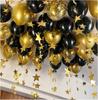 100Szt Balony Metaliczne  Lateksowe Złote I Czarne Duże  30Cm Chrom Urodziny