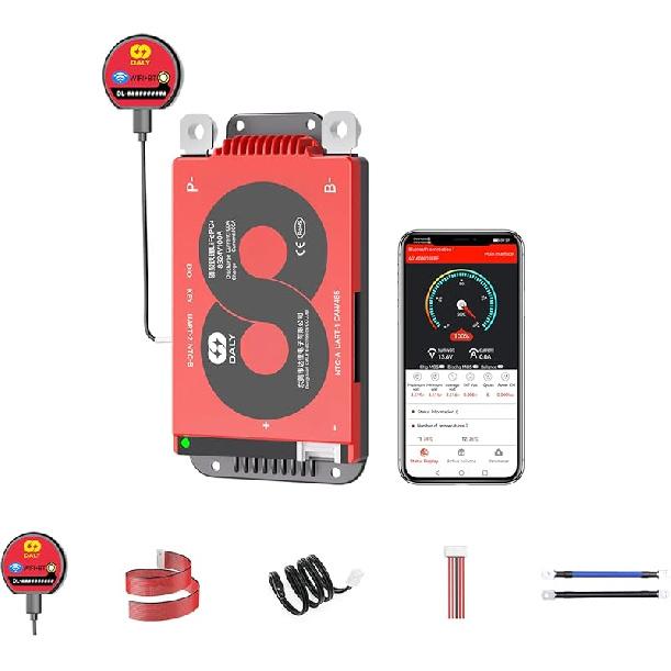 DALY Smart BMS 8S 24V 60A with WiFi Module and CAN 485 Communication Protection Board for Remote Monitoring of LifePO4 Lithium Battery Pack
