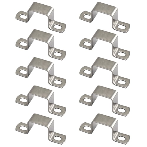 (10pcs) 25x25mm Square Pipe Clamps, 304 Stainless Steel U-Shaped Strut Connector Brackets, Tube Buckles, Hose Clamps, Cable Clamps