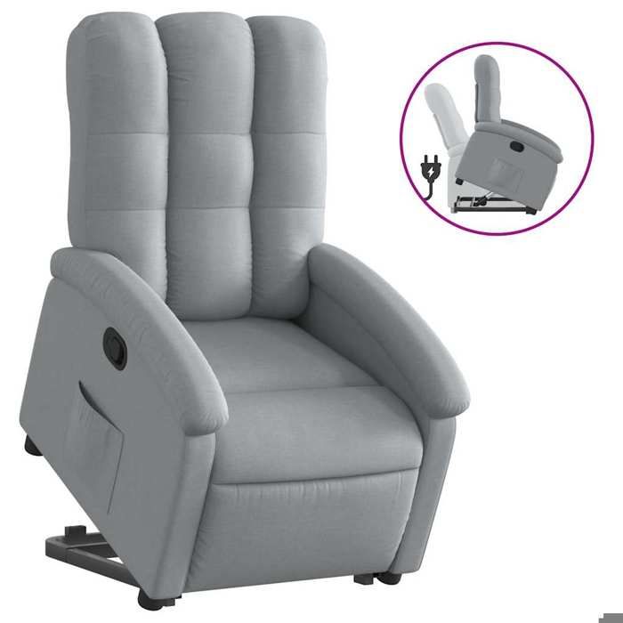 Lift Chair - Maison Exclusive - Electric Lift - Manual Recline 135° - Light Grey Fabric