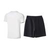 Li Ning Plain Logo Breathable Quick-Dry Round Neck Sports Short Sleeve T-Shirt And Shorts Set Men Tops White Black ATSS447-3+AKSS481-2
