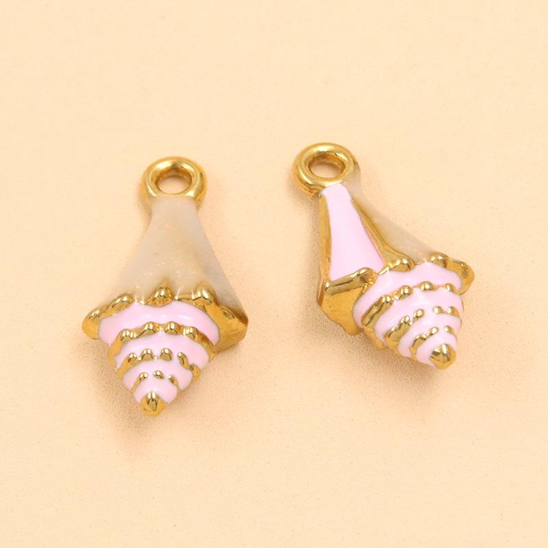 Ocean-Themed Stainless Steel Seashell Conch Pendant Jewelry Accessories